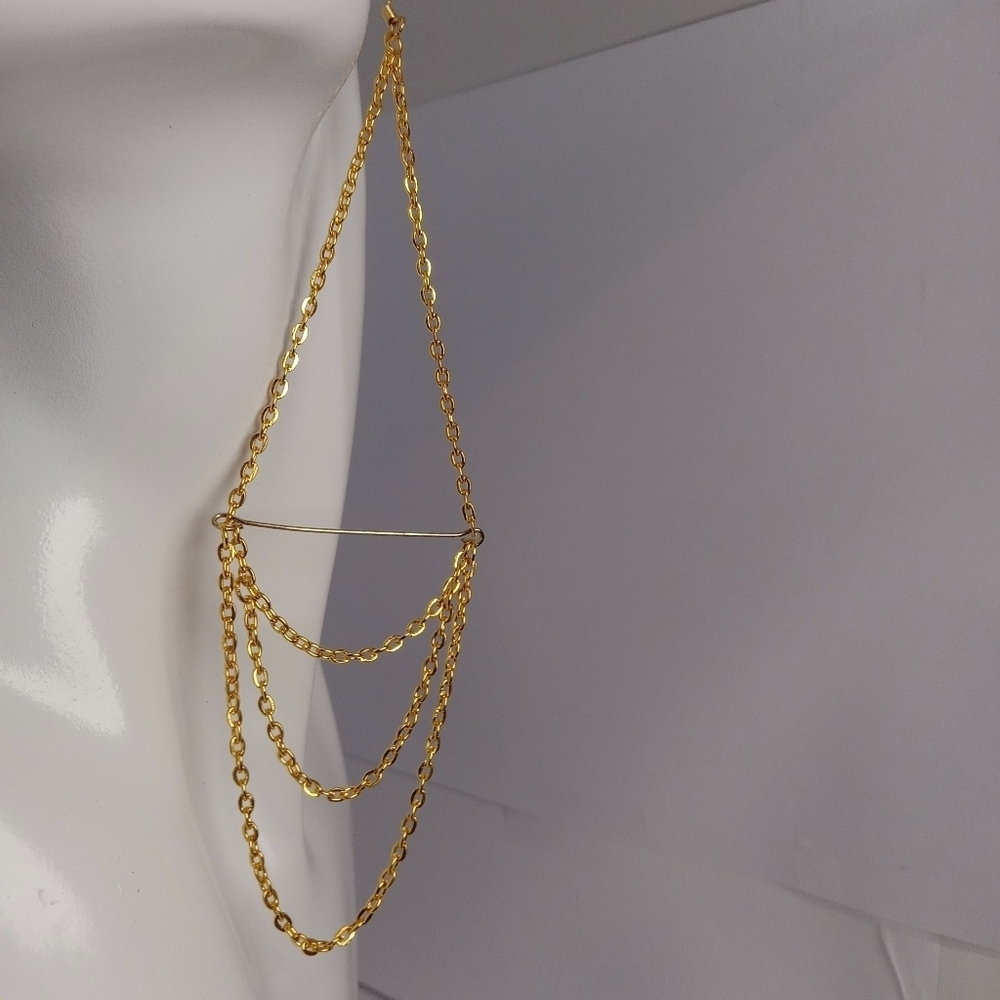 Gold toned chain earrings grunge hippie bohochic - Picture 3 of 4